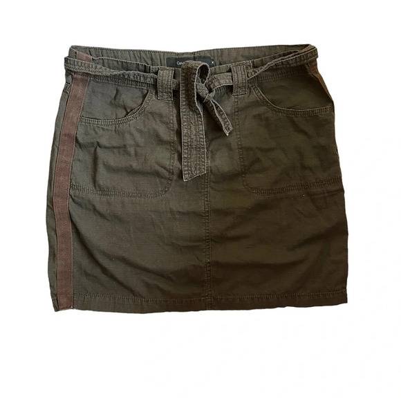 Calvin Klein Y2K Brown Cargo Utility Skirt 12 - Picture 1 of 3